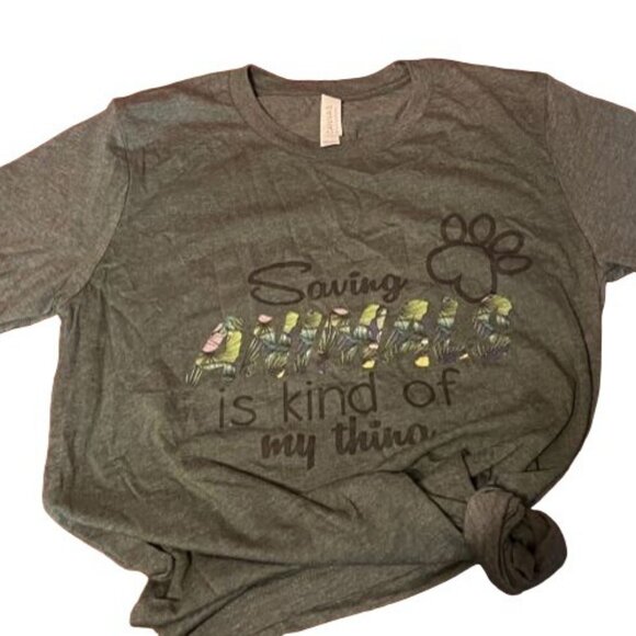 Saving Animals Is Kind Of My Thing T-Shirt Bella + canvas Unisex Heather Green - Picture 4 of 6